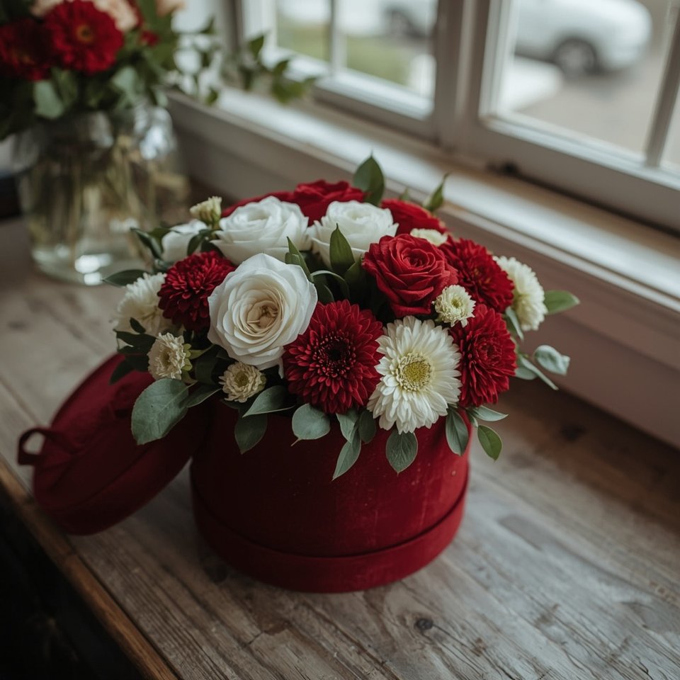 Cutie cu flori – Bordo