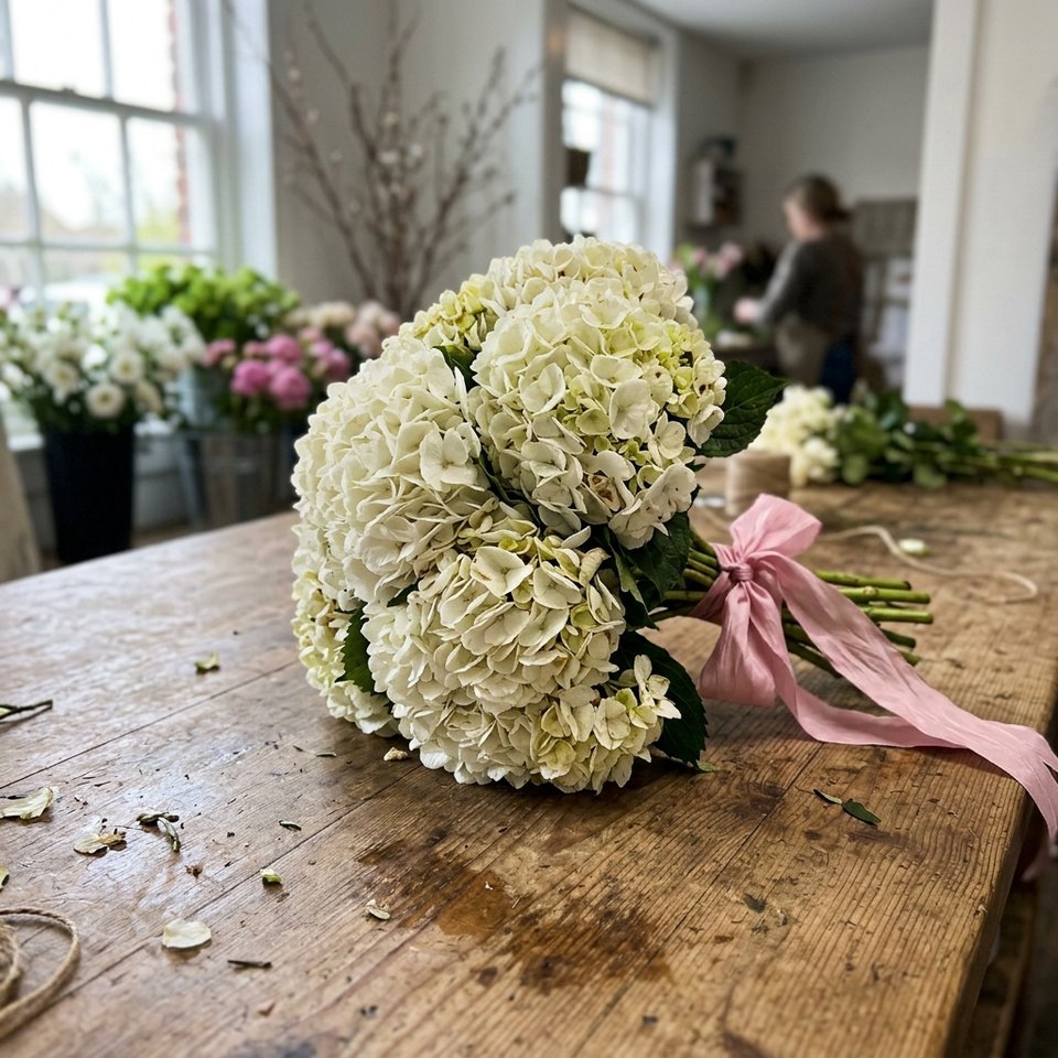 Snow-white hydrangea